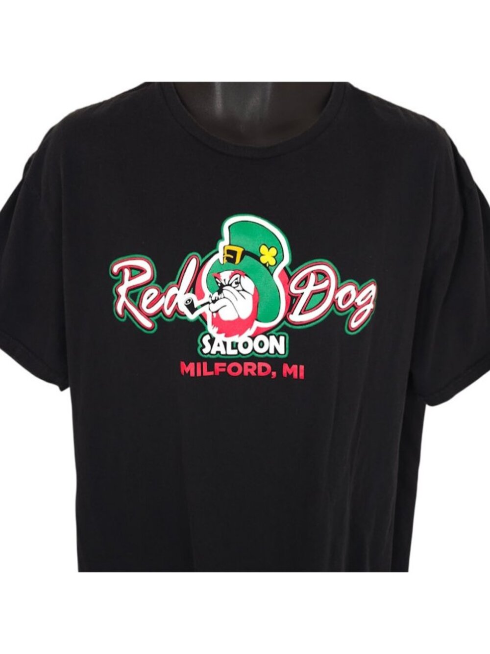 Red Dog Saloon T Shirt Mens Size XL Black Milford Michigan Travel Destination